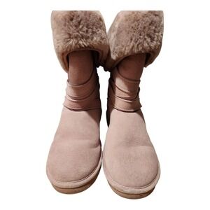 La Mo Suede Faux Fur Cuff Winter Boots, Women's, Blush Pink, Comfortable‎